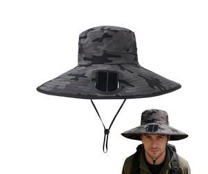 Générique Chapeau Bob,Écran Solaire Léger et Respirant avec Ventilateur Intégré,pour Plage Randonnée Voyage - Déplacements Quotidien Extérieur Travail Pêche Pique-Nique