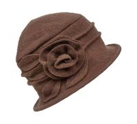 Générique Chapeau Bob Femme en Laine Chapeaux Cloche Retor Floral Style Classique des Années 1920s Élégant Douce Chapeau Melon Seau Femmes Soft Cap Couleur Unie Chapeaux de Pêcheur (Coffee, One Size)