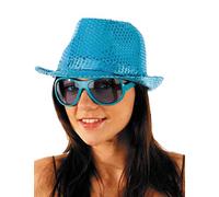 Generique - Chapeau Borsalino pailletté Bleu Adulte