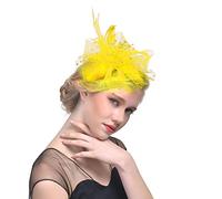 Générique Chapeau Canotier, Chapeau Bibi Mariage Coiffure De Mariage Chapeaux Tea Party Cocktail Chapeau Fascinators Fleurs Vintage Bandeau Casquette, Jaune