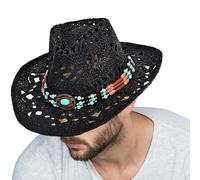 Générique Chapeau Cowboy à Large Bord | Chapeau de Plage Style Western Anti-Soleil - Sombrero Tendance, Accessoire Mode Femme pour Plage Randonnée Camping Voyage et Sorties