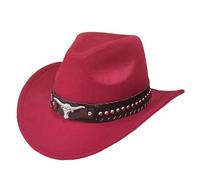 Générique Chapeau Cowboy Classique Western pour Homme et Femme à Large Bord en Feutre avec Bandeau Taureau