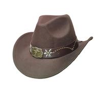 Générique Chapeau Cowboy Denim et Cuir pour Femmes et Hommes Style Occidental Rétro avec Boucle de Ceinture Large Bord pour Ranch, Fêtes et Tenue Western