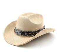Générique Chapeau Cowboy Denim et Cuir pour Femmes et Hommes Style Occidental Rétro avec Boucle de Ceinture Large Bord pour Ranch, Fêtes et Tenue Western
