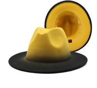 Générique Chapeau Cowboy Homme Femme Chapeau Laine Dégradé Chapeau Britannique Couvre Chef Feutre Élégant(Yellow, M)