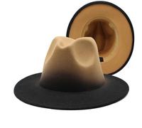 Générique Chapeau Cowboy Homme Femme Chapeau Laine Dégradé Chapeau Britannique Couvre Chef Feutre Élégant(Khaki, M)
