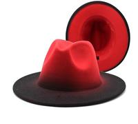 Générique Chapeau Cowboy Homme Femme Chapeau Laine Dégradé Chapeau Britannique Couvre Chef Feutre Élégant(Red, M)