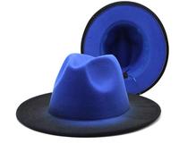 Générique Chapeau Cowboy Homme Femme Chapeau Laine Dégradé Chapeau Britannique Couvre Chef Feutre Élégant(Blue, M)