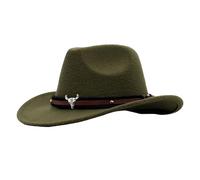 Générique Chapeau Cowboy Style Western Chapeau Tête de Bœuf Chapeau Jazz Ethnique Couvre Chef Décoré(Green, M)