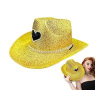 Générique Chapeau Cowgirl Pailleté - Chapeau Western à Large Bord | Accessoires de Costume Disco | Cosplay Halloween, Fête d'Anniversaire, Mode Cowgirl pour Femmes