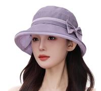Générique Chapeau Dame Mariée Église Thé Sun Ladies Extérieur Élégant Tempérament Léger Respirant Été Deux Couleur Noeud Ombre Chic(Dark Purple, M)