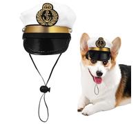 Générique Chapeau De Capitaine Pour Chien Et Chat - Chapeau De Blanc | Pet Captain Cosplay Avec Cordon Réglable | Accessoires De Costume D'halloween, Accessoires Photo, Coiffure, De, C