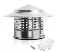 Générique Chapeau de Cheminée Poêle à Granulés 304 INOX | Pare-Pluie Anti-Vent Monobloc pour Tuyau d'Évacuation, Grille Anti-Oiseaux, Extracteur de Fumée, Gants Inclus(160mm)