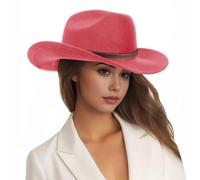 Générique Chapeau de Cow-Boy Polyvalent pour Femmes et Hommes Accessoire été Plage Soleil Western intemporelle Coiffure Casual (Watermelon Red, One Size)