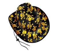Générique Chapeau De Cow-girl Cosplay Western Large Bord Imprimé Crâne Doré