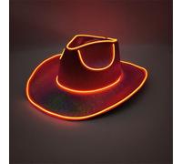 Générique Chapeau De Cowboy À LED, Chapeau De Cowboy Lumineux Pour Femmes Et Hommes, Chapeaux Lumineux À Paillettes Néon, Casquettes De Cowboy Tendance Pour Fêtes D'Halloween Disco