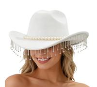 Générique Chapeau De Cowboy À Paillettes Scintillantes,Couvre-Chef Élégant À Large Bord | Occidental À Strass Avec Perles,Pour Festival Carnaval Concert Mariage Fête Célébration Cosplay