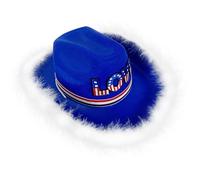 Générique Chapeau de cowboy, chapeau de cow-girl - Chapeau de cowboy en feutre bleu pour hommes avec des plumes | Accessoires d'Halloween pour la mascarade, le bal, le cosplay, la performance
