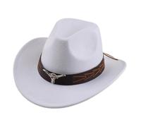Générique Chapeau de Cowboy Classique Western pour Homme et Femme à Large Bord en Feutre avec Bandeau Taureau