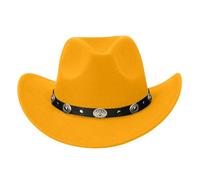 Générique Chapeau de cowboy/cowgirl, style Western, chapeau Fedora en feutre à large bord avec boucle de ceinture amovible, Panama pour homme et femme