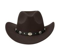 Générique Chapeau de cowboy/cowgirl, style Western, chapeau Fedora en feutre à large bord avec boucle de ceinture amovible, Panama pour homme et femme