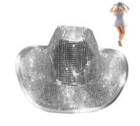 Générique Chapeau de cowboy disco, chapeau de cowboy à paillettes | Chapeau miroir Disco Cowboy à paillettes miroir | de fête à scintillantes pour femmes et hommes, superbe chapeau dis