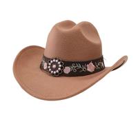 Générique Chapeau de Cowboy Homme Cowboy Homme À Large Bord Paille Hat Pliable Ceinture Modulable Wide Brim Classique Bonnet Soleil Accessoire Cowgirl