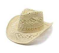 Générique Chapeau de Cowboy Homme Femme Été Shapeable Paille Creusé Soleil Casquette Western Cowgirl Hat Brésilien Bohême Chapeau de Paille pour Voyage Plage Extérieur Pêche