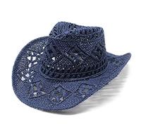Générique Chapeau de Cowboy Homme Femme Été Shapeable Paille Creusé Soleil Casquette Western Cowgirl Hat Brésilien Bohême Chapeau de Paille pour Voyage Plage Extérieur Pêche