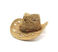 Générique Chapeau de Cowboy Homme Femme Western Cowgirl Hat Brésilien Bohême Paille Panama avec Bande Chapeau de Soleil d'été Chapeau de Plage Cowboy Hat