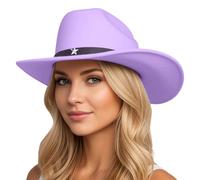 Générique Chapeau de Cowboy Occidental Creux en Laine pour Femme à la Mode Classique en Polyester avec Ceinture à Pompon Chapeau de Soleil d'été Accessoires pour Concerts, Soleil Plage, Festivals