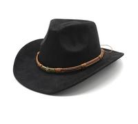 Générique Chapeau de Cowboy Occidental Homme Femme Western Cowgirl Hat Panama Chapeau Feutre avec Bande en Cuir, Chapeau de Plage Jazz Hat