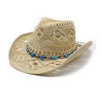 Générique Chapeau de Cowboy pour Femme Chapeau Cowboy Feutre Homme Chapeaux pour Femmes Borsalino Femme de Paille Bohème Cow Boy Style Déguisement Western Country Blanc