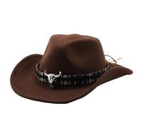 Générique Chapeau de Cowboy pour Femme Couleur Unie Bordure en Fourrure Chapeau à Large Bord Accessoires de Costume de Cowboy pour Adultes et Femmes Chapeaux Western Femme