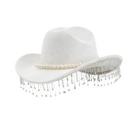 Générique Chapeau De Cowboy Pour Hommes | Couvre-Chef Élégant À Large Bord - Chapeau Cowboy Étincelant Avec Garniture De Perles | Pour Festival Carnaval Concert Mariage Fête Célébration Cosplay