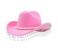 Générique Chapeau De Cowboy Pour Hommes,Large Bord Étincelant Et De Mode Tendance | Occidental À Strass Avec Perles,Pour Concert De Musique, Mariage, Célébration De Fête, Cosplay