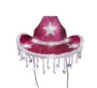 Générique Chapeau de cowboy western orné de strass brillants et de franges, idéal pour une soirée disco, un festival de musique country ou un spectacle sur scène. (One Size)