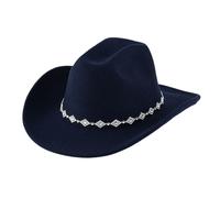 Générique Chapeau de Cowboy Western pour Hommes et Femmes, Style bohème, Fedora avec Strass, Bord incurvé, Accessoire de Mode#05