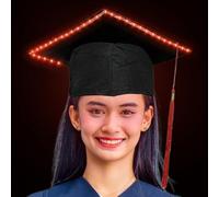Générique Chapeau de Diplômé pour Étudiants,Chapeau de Graduation Éclairé avec LED | Coiffure Avec Pompon, Accessoires Déguisement Université, Décoration Fête Étudiante et Événement Scolaire