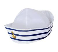 Générique Chapeau de Marin en Polyester Léger Rayé Bleu et Blanc Accessoire de Costume de Capitaine Finition Soignée et Design Attrayant pour Adultes pour Fête en Bateau ou Cosplay