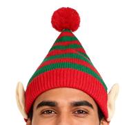 Générique Chapeau de Noël | Festif Rayé Avec Oreilles - Unisexe Petit Bonnet De Père Noël - Pour Fêtes Amusantes En Extérieur Cosplay Réunions Familiales Festivals Célébrations À La