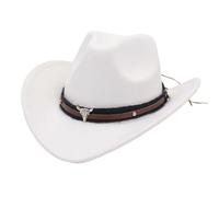 Générique Chapeau de Paille Cowboy Femme Chapeau de Cowboy Homme Americain Casquette Leopard Femme Jean Motorhead Western Rigolo Adulte Cow Boy Accessoires Deguisement Blanc