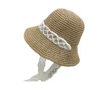 Générique Chapeau De Paille De pour Femme Chapeau De Soleil Respirant en Dentelle Découpée Chapeau -Soleil Latéral Côtier
