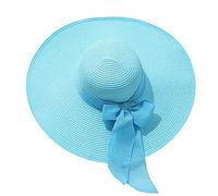 Générique Chapeau de Paille pour Femmes, Capelines de Soleil d’été, Capelines de Plage à Large Bord, Chapeaux Pliables à roulettes pour Femmes Dame et Fille