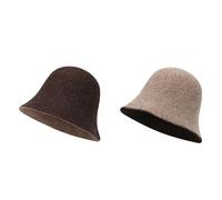 Générique Chapeau de pêcheur coréen en Laine Double Face for Femmes, Chapeau Seau Polyvalent, Chaud et Confortable, Grande circonférence de la tête(Coffee)