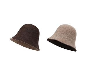 Générique Chapeau de pêcheur coréen en Laine Double Face for Femmes, Chapeau Seau Polyvalent, Chaud et Confortable, Grande circonférence de la tête(Coffee)