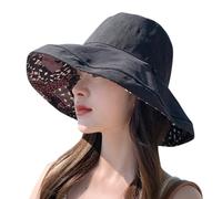 Générique Chapeau de Soleil Double Tendance et décontracté, Style canotier (Black, One Size)