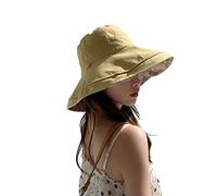 Générique Chapeau de Soleil pour Femme Extérieur à Motif Fleurs Imprimé Décontracté Élégant Deux Façons de Porter pour Voyage et Loisirs(Yellow, One Size)
