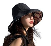 Générique Chapeau de Soleil pour Femme Extérieur à Motif Fleurs Imprimé Décontracté Élégant Deux Façons de Porter pour Voyage et Loisirs(Black, One Size)