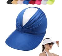 Générique Chapeau de Soleil pour Femme, Large Bord, visière de Soleil, Queue de Cheval, Protection UV, Casquette d'été pour Tennis, Cyclisme, Course à Pied (Bleu Roi)